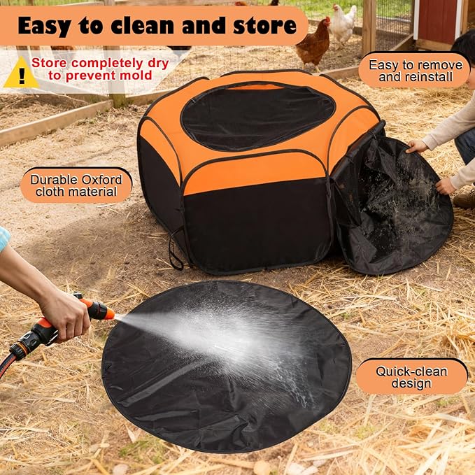 Brooder Box for Chicks, Pop-Up Chicken Brooder Playpen with Dual Doors, Mesh Top Cover & Waterproof Mat, Portable Chick Enclosure for Baby Chicks, Ducks & Quail, Holds Up to 20 Chicks
