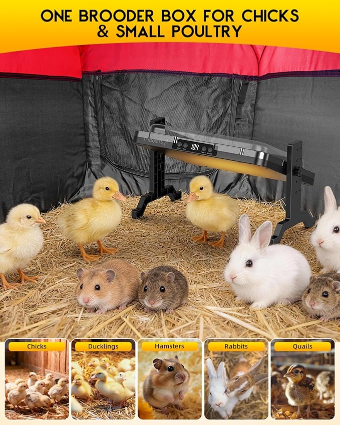 Chicken Brooder Box for Chicks, Magicfly Chick Starter Kit with 15 x 11 Inch Brooder Heating Plate, Chicken Brooder Tent/Pen/Playpen with Chicken Perch, Feeder & Waterer, for Chicks, Duck, Quail