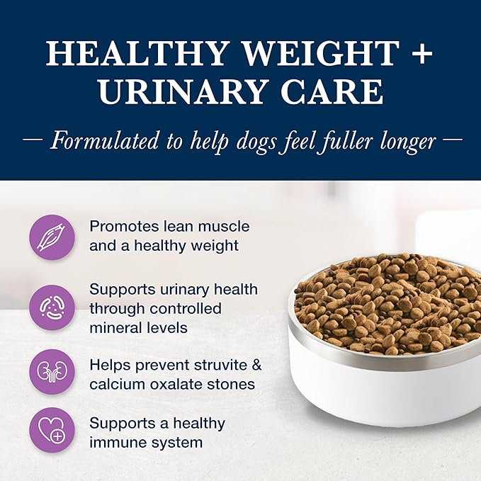 Blue Buffalo Natural Veterinary Diet W+U Weight Management + Urinary Care Dry Dog Food, Veterinarian Prescription Required, Chicken, 6-lb Bag