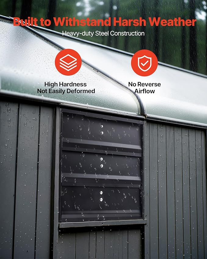 VEVOR 12 inch Shutter Exhaust Fan, Wall Mounted Attic Vent Fan with Variable Speed Controller, 1100 CFM, AC Motor, Heavy-duty Steel, Low Noise for Shed, Garage, Greenhouse Ventilation Cooling, Black