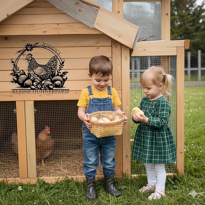 Custom Chicken Coop Metal Sign, Personalized Chicken Coop Sign for Outside, Custom Metal Hen House Farm Signs, Chickens Hen House Farmhouse Wall Art Decor