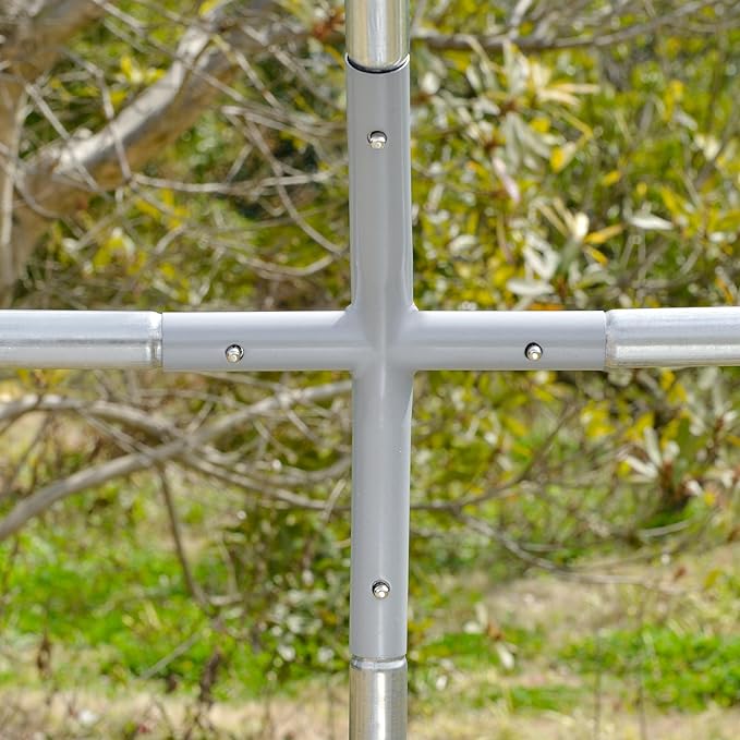PawHut Large Chicken Coop Metal Chicken Run with Waterproof and Anti-UV Cover, Dome Shaped Walk in Fence Cage Hen House for Outdoor and Yard Farm Use, 1" Tube Diameter, 9.2' x 24.9' x 6.5'