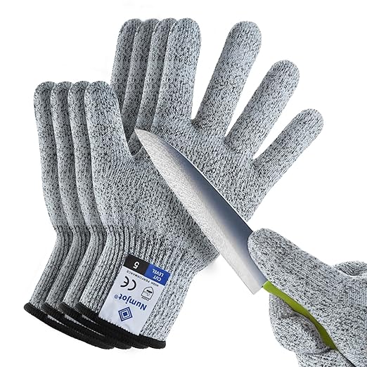 Cut Resistant Gloves,2 Pairs Food Grade Level 5 Protection, Safety Kitchen Cut Gloves for Oyster Shucking, Fish Fillet Processing, Mandolin Slicing, Meat Cutting and Wood Carving(Gray-Small)