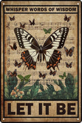 Posters for Room Aesthetic Let It Be The Metal Tin Sign Wall Decor Retro Whisper Words of Wisdom Butterflies Art Signs for Home Decor Gifts 12x8 in
