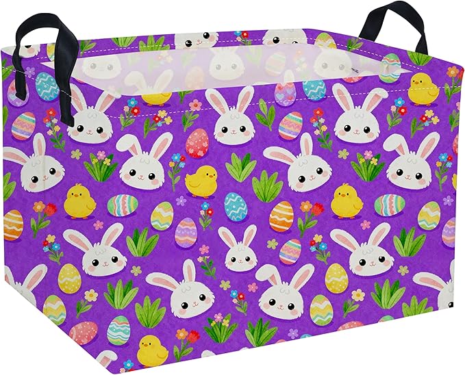 Easter Basket for Kids Gift Baskets Empty Baby Easter Basket for Boys and Girls Rectangular Toy Storage Bins Organizer Bin Box Cute room Decor for Home