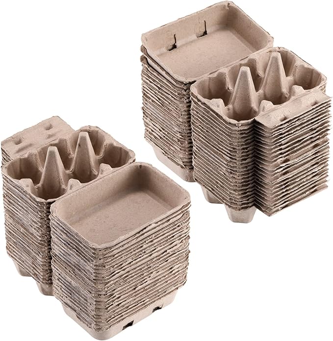 Half Dozen Egg Cartons 300 Pack, Blank Natural Pulp Box 6 Count for Chicken Eggs Reusable, Storage Tray Strong for Holds Up to Six 6 Egg Cardboard Paper Holder Container for Refrigerator