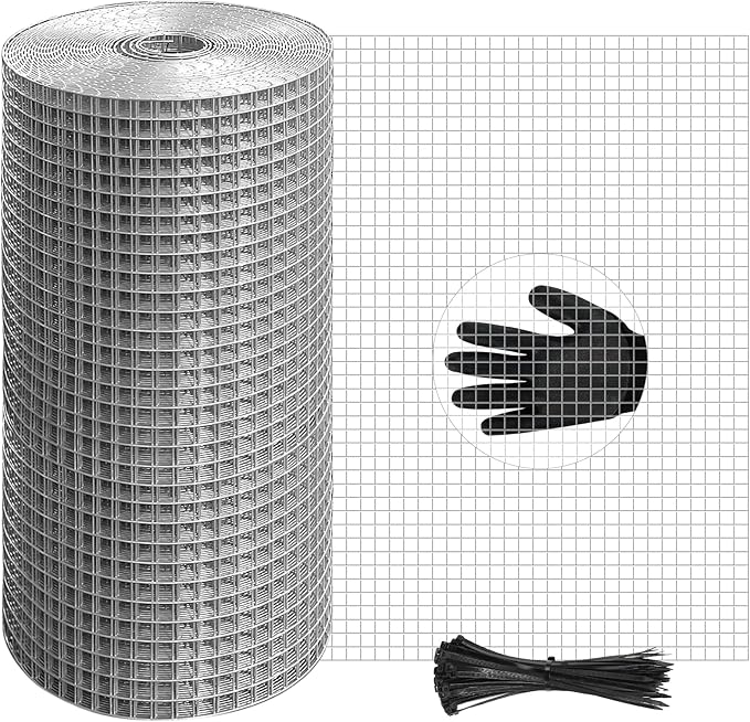 TNELTUEB 8in x 25Ft Hardware Cloth Hot-Dip Galvanized Welded Wire Mesh - Heavy Duty 1/4inch 23 Gauge Chicken Wire Fencing for Garden, Chicken Coop, Rabbit Cage, Rodent & Predator Protection