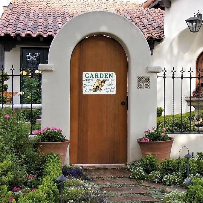 Metal Sign And Into The Garden I Go To Lose My Mind And Find My Soul Butterfly Tin Sign for Garden Outdoor Yard Home Fence 12×8 Inch