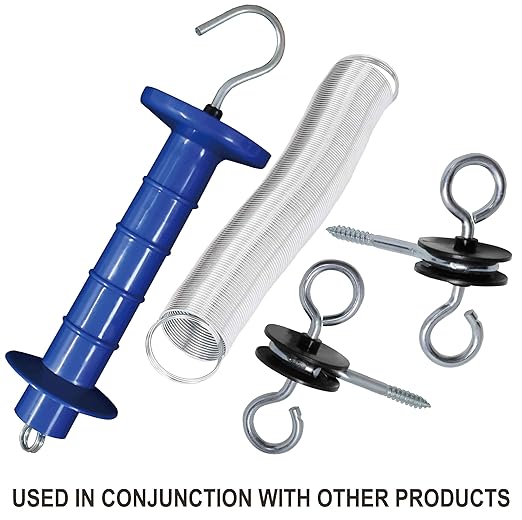 5 Pack Electric Fence Insulated Plastic gate Handle with Internal Spring and Double Ring end, Blue，for Electric Fence Gate Livestock Fence Agricultural Fencing and Pasture
