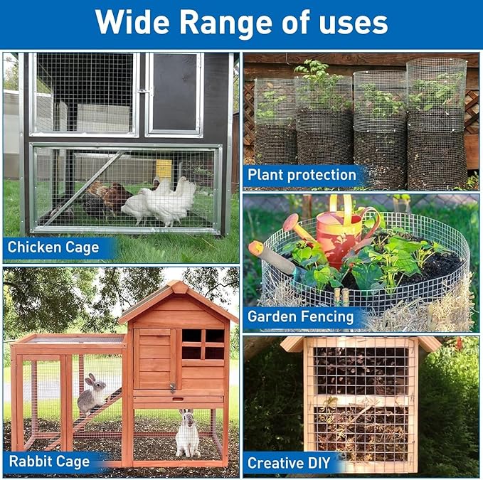 Hardware Cloth 1/4inch 10inx15ft 23 Gauge,Double-Layer Hot-Dip Galvanizing After Welding,Chicken Wire Netting Garden Wire Fencing Rabbit Snake Fence Chicken Coop Plant Supports
