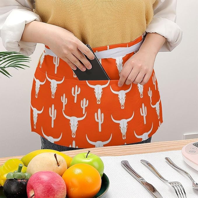 Short 3 Pockets Waist Waiter Waitress Half Apron Waterproof Chef Aprons