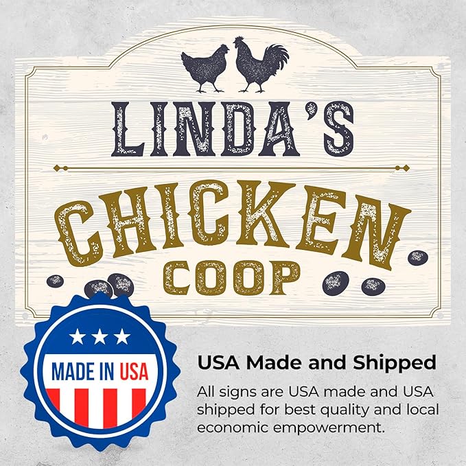 Custom Chicken Coop Sign, Personalized Name For Farm, For and Backyard Décor Sign, 10x14 Inches, Rust Free .040 Aluminum, Fade Resistant, Made in USA by Sigo Signs