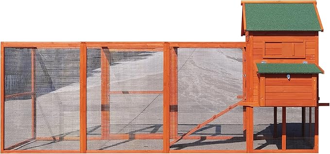 122" Deluxe Large Wood Chicken Coop Backyard Hen House with 4 Nesting Box Outdoor Run