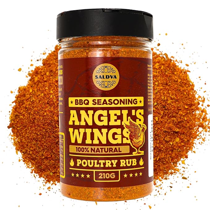 Angel's Wings BBQ Chicken Rub - 100% Natural Aromatic Wings Seasoning - Perfect Blend Of Spices For Amazing Chicken BBQ And Grill Dishes - Large Jar (210g)