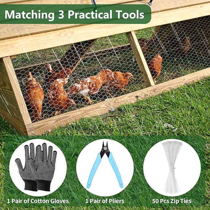 13.8 in x 49 ft Chicken Wire Fencing, Rustproof Galvanized Iron Chicken Wire Mesh for Pet Rabbit, Floral Chicken Wire Roll Netting to Protect Poultry Plant Fruit