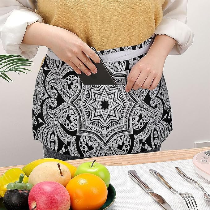 Short 3 Pockets Waist Waiter Waitress Half Apron Waterproof Chef Aprons