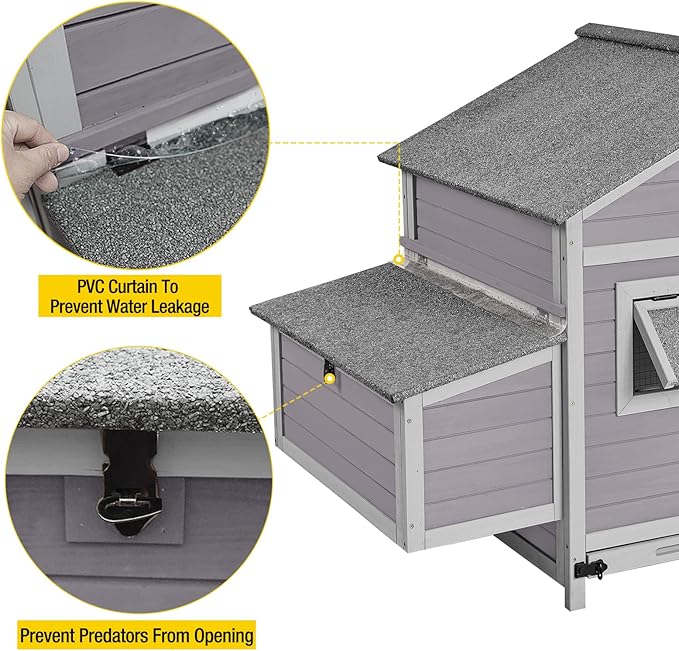 Aivituvin Chicken Coop Extension Design Chicken House for Duck Quail Poultry Hen Cage with Run and Two Nest Boxes(Coop)