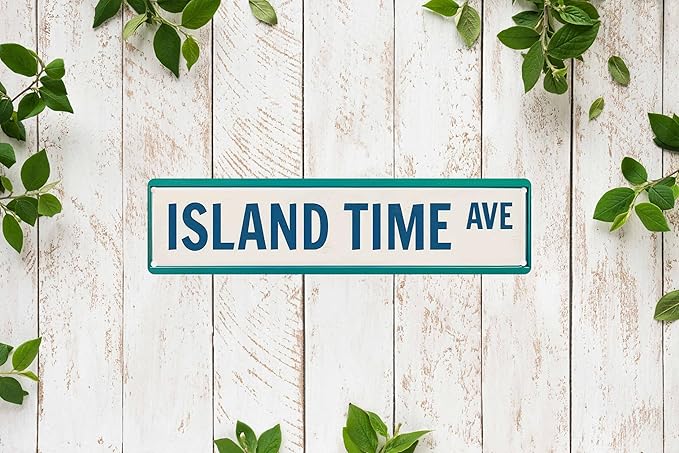 Island Time Ave Metal Sign 4x16in Tropical Beach Plaque for Home Bar Yard Living Room Cool House Garden Decor