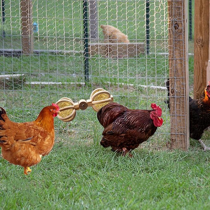 Chicken Coop Accessories, Wooden Chicken Feeding Rotating Toys, Chicken Feeders, Enrichment Toys for Hens, Ducks, Geese, Turkeys, Poultry