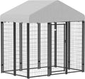 PawHut Outdoor Dog Kennel with Roof, 6' x 4' x 6' Heavy Duty Welded Wire Dog Playpen Enclosure with Escape-Proof Lock, UV-Resistant & Waterproof Cover, for Medium Dogs, Chickens, Ducks, Silver