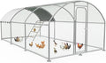 Large Metal Chicken Coop with Weatherproof Canopy for Farm and Backyard Animals Including Chickens, Ducks, and Rabbits (10’ W x 19.7’ L x 6.4’ H, Dome Roof-Roosting Perch)