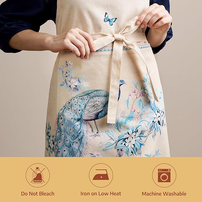 Maison d' Hermine 100% Cotton Apron for women with Pocket Kitchen Chef Apron for Men Cooking Easter Decorations