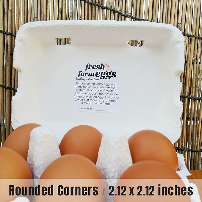 100 Pack Premium Fresh Farm Eggs Handling Instructions Stickers Labels Care Accessories | Egg Blank Cartons 4 6 12 15 18 30 48 50 Count Basket Box Container Storing Extra Organizer -M14SS100