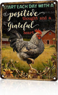 Chicken Metal Sign Chicken Coop Metal Decor Start Each Day Tin Signs Vintage Farmhouse Poster Rustic Wall Decor For Home Farm Poultry House Fence Kitchen Fence Porch Office Cafe 16 * 12 In