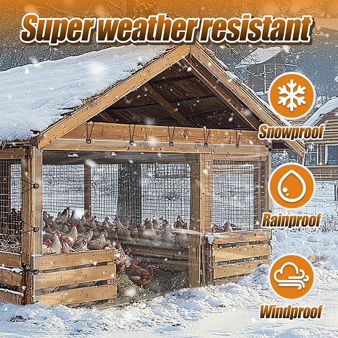 6.6x10ft Chicken Coop Covers Accessories for Winter - Easy to Install Waterproof Chicken Run Tarp with Elastic Cords & Rope