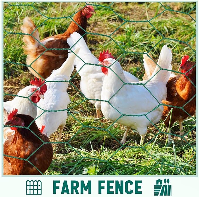 48 in X 200 ft Chicken Wire Fencing Metal Floral Chicken Wire Mesh for Crafts Poultry Garden, 1 Inch Hexagonal Galvanized Hardware Cloth Netting for Poultry Coop Barrier Rabbit Cage(Green)
