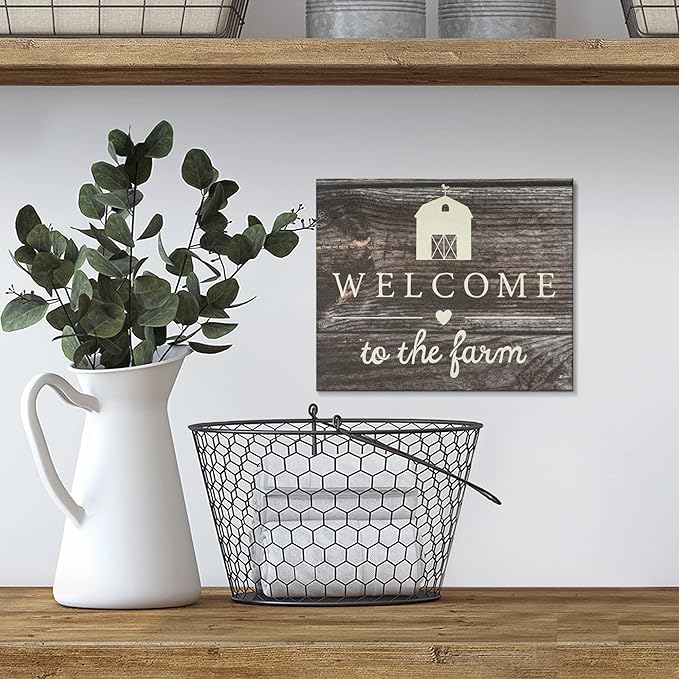JennyGems Welcome To the Farm Wooden Sign, Barn Gifts, Rustic Farmhouse Decorations Wall Hanging, Gray Wash