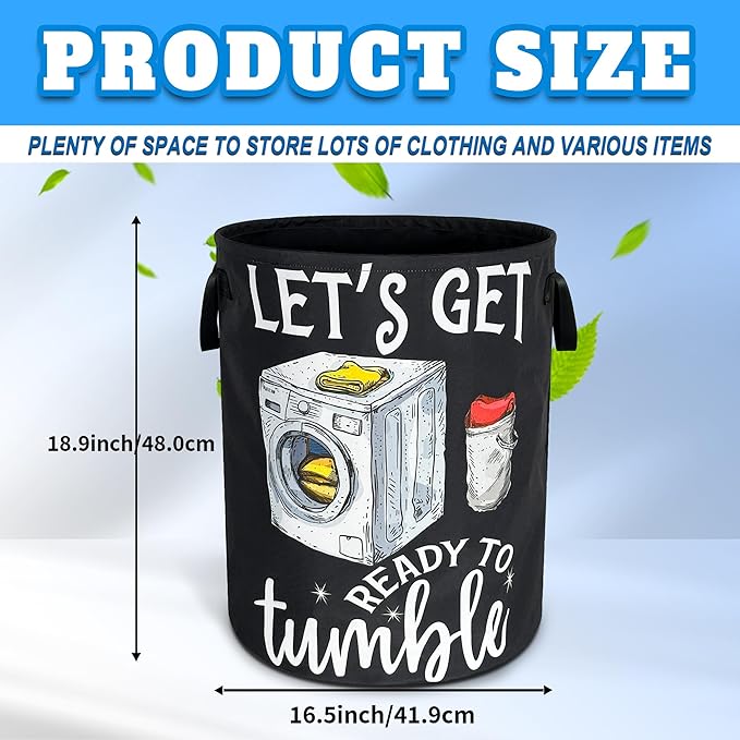 Let'S Get Ready To Tumble Laundry Basket Oxford Cloth Funny Laundry Hamper With Handle Foldable Portable Clothes Storage Basket 18.9 X 16.5 In Storage Bag For Laundry Room/Bathroom/Bedroom/Dormitories