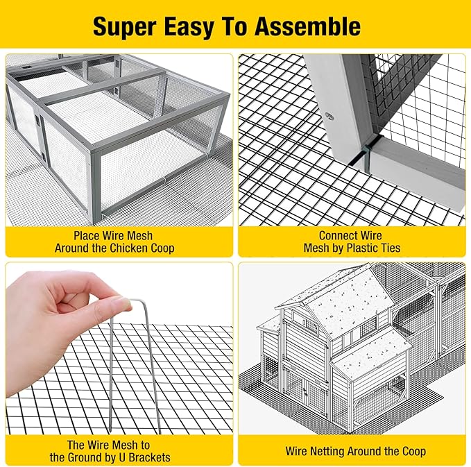 Aivituvin Chicken Wire Mesh Poultry Fence Chicken Coop Bottom Barrier to Keep Your Flock Safe from Predators