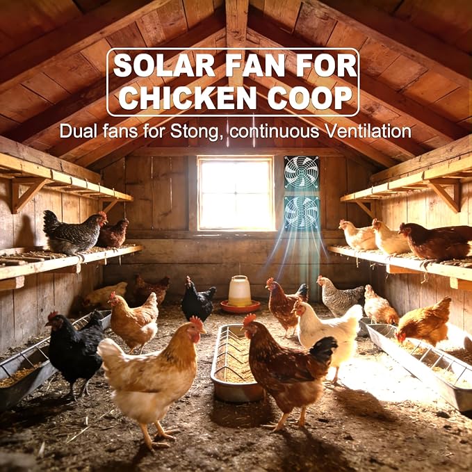 Solar Powered Exhaust Fan with Solar Panel, IP67 Waterproof Ventilation Fan for Greenhouse, Chicken Coop, Dog House, Storage Room