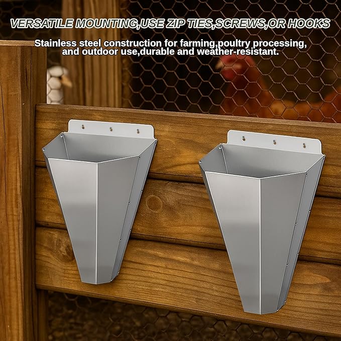 Medium Chicken Cone for Butchering, Upgraded Thickened Stainless Steel Kill Cone, Flat-Back Killing Cone for Poultry Processing, Fits Chickens up to 8 lbs, Ideal for Farm or Backyard Use (Silver)