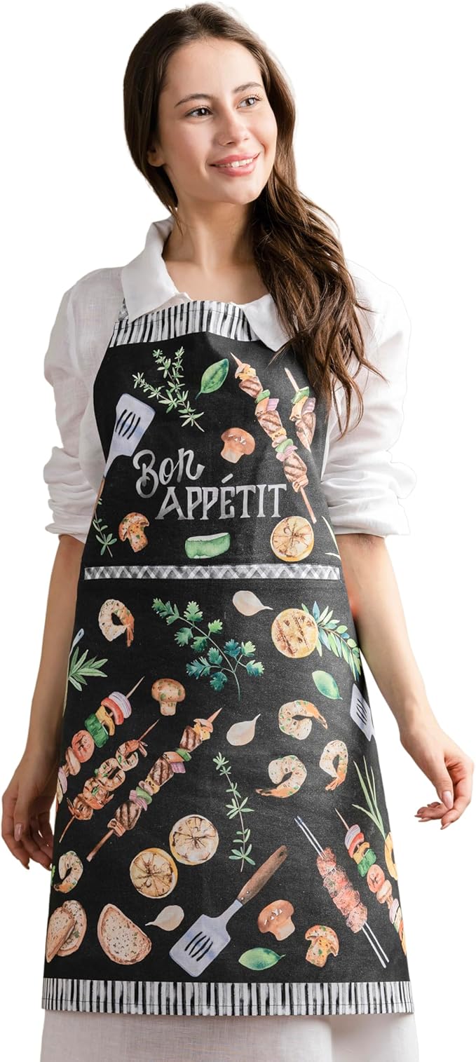 Maison d' Hermine 100% Cotton Apron for women with Pocket Kitchen Chef Apron for Men Cooking Easter Decorations