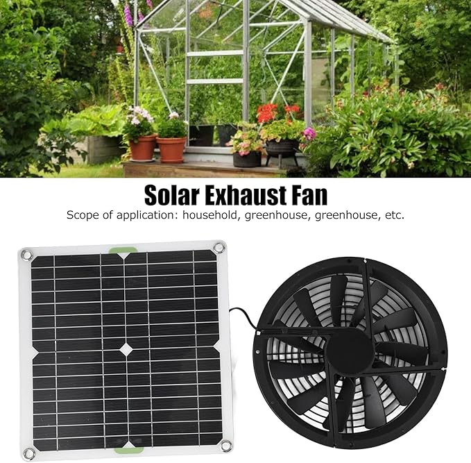 Solar Panel Fan Kit, 100W 12V Waterproof Solar Exhaust Fan Portable Ventilator with Metal Protection Mesh Solar Powered Exhaust Fan for Chicken Coops, Greenhouses, Sheds, Pet Houses, Window Exhaust