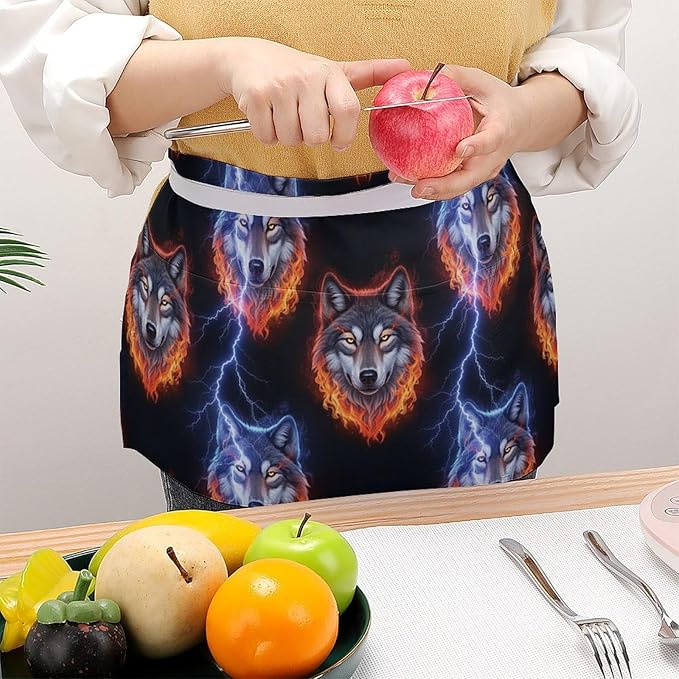 Half Apron with 3 Pockets Chef Cooking Kitchen Restaurant Aprons for Women Men