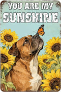 Vintage Rustic English Bulldog Tin Sign ‘You Are My Sunshine’ With Butterfly & Sunflower Metal Wall Art For Home, Kitchen, Bar, Café, Garden 8x12 Inch