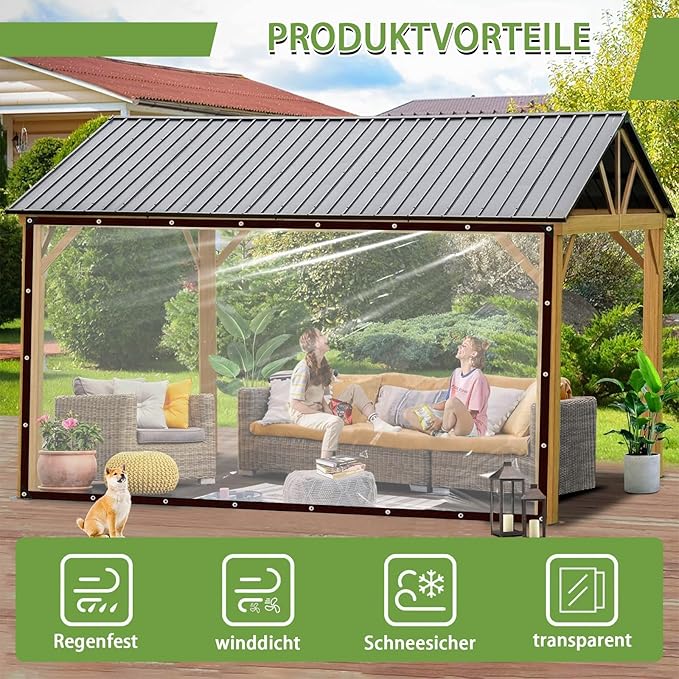 Clear Tarp Waterproof with Grommets 10x10-2Piece,Heavy Duty PVC Vinyl Tarps Cover,Transparent Tarpaulin Large (Small) for Outdoor/Camping/Plant/Garden/Chicken Coop/Cat Litter