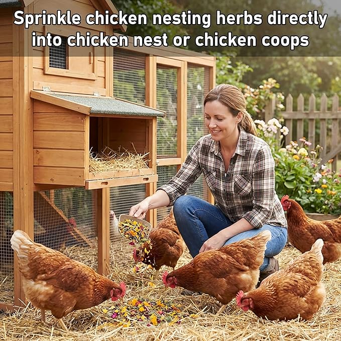 MAQIHAN 15oz Chicken Nesting Herbs - Dried Herbs for Laying Hens to Support Egg Production,Feather Quality,Daily Wellness,Natural Chicken Treats & Poultry Feed Botanical Mix for Coop