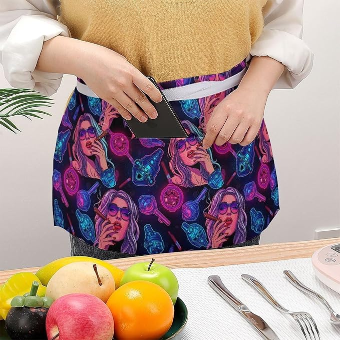 Server Waitress Waist Apron Cooking Kitchen Restaurant Aprons for Women Men