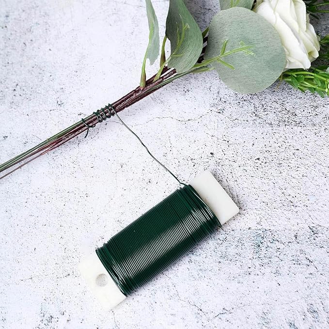 Efavormart 2 Pack - 20 Gauge Green Floral Wire 38Yards Paddle Wire for Flower Arrangements for DIY, Bouquet Wrapping, Craft Projects Finishing, Binding, Flower Bouquets Production, Decoration