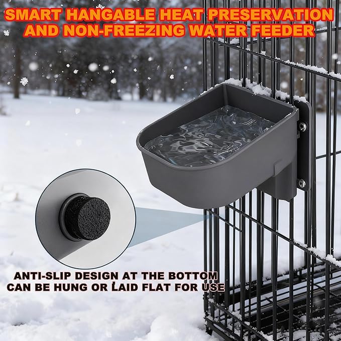 Chicken Waterer for Winter,Automatic Keep Warm Poultry Water Fountain for Outdoor,Hanging Chicken Water Feeder w Thermostat Anti-Freeze Water Bowl for Duck,Turkeys,Quails,Chicks Rabbit in Chicken Coop