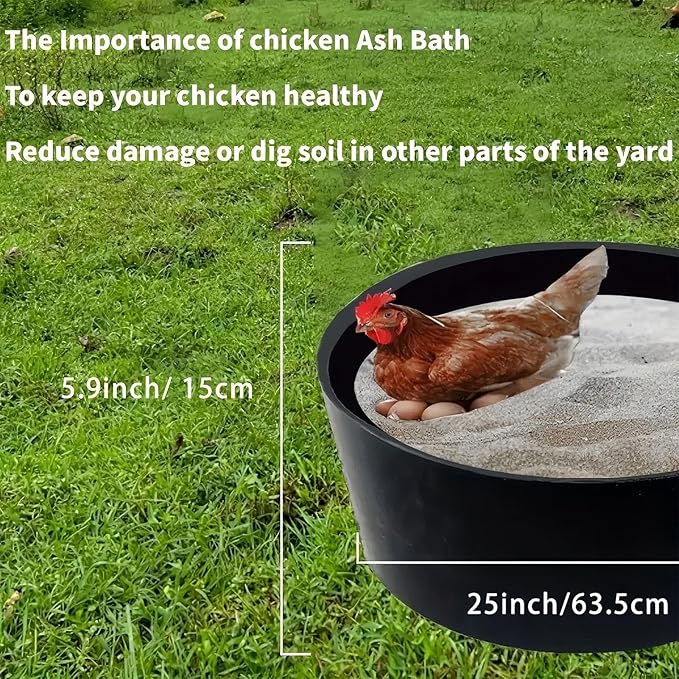 Adjustable Chicken Dust Bath Tub, Bottomless Design Wear-Resistant, Chicken Coop Cleaner Container, for Farms Rooster Poultry Pool Lawn Yard