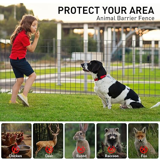 Black PVC Coated Welded Wire Fence 24 Inch x 50 Foot, 2 x 3 Inch 16GA Garden Border Fencing Roll Metal Wire Mesh Animal Barrier Fence for Yard Plant Vegetable Protection Dog Poultry Netting