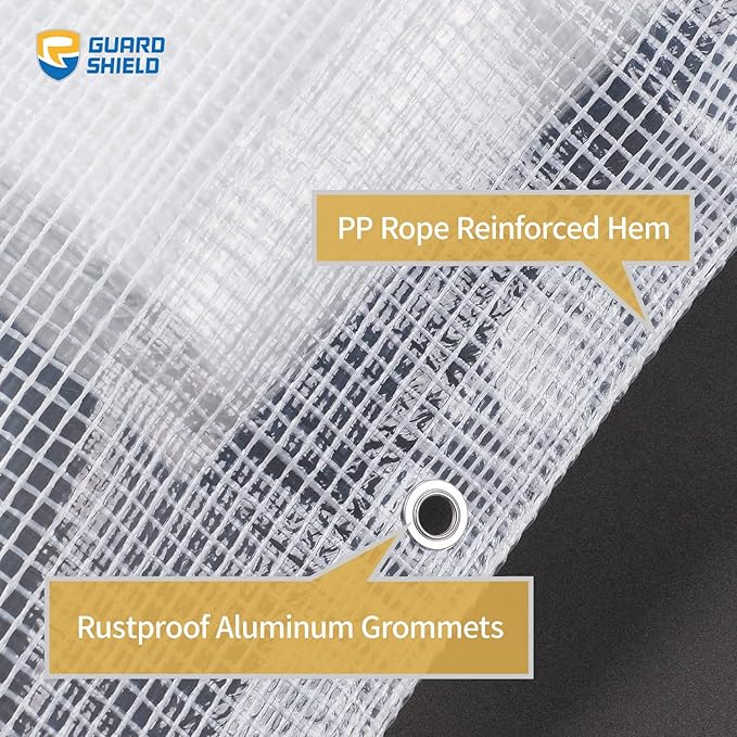 GUARD SHIELD Clear White Tarp Heavy Duty 10x20 Feet Waterproof for Greenhouse Outdoor Garden Poly Cover UV Resistant 3x3 Weave 10mil