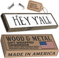 Wood & Metal Southern Sign – Weatherproof Indoor Outdoor Wall Decor – Rustic Charm with "Hey Y’all" – Gift-Wrapped & Ready to Give