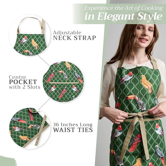 Maison d' Hermine 100% Cotton Apron for women with Pocket Kitchen Chef Apron for Men Cooking Easter Decorations