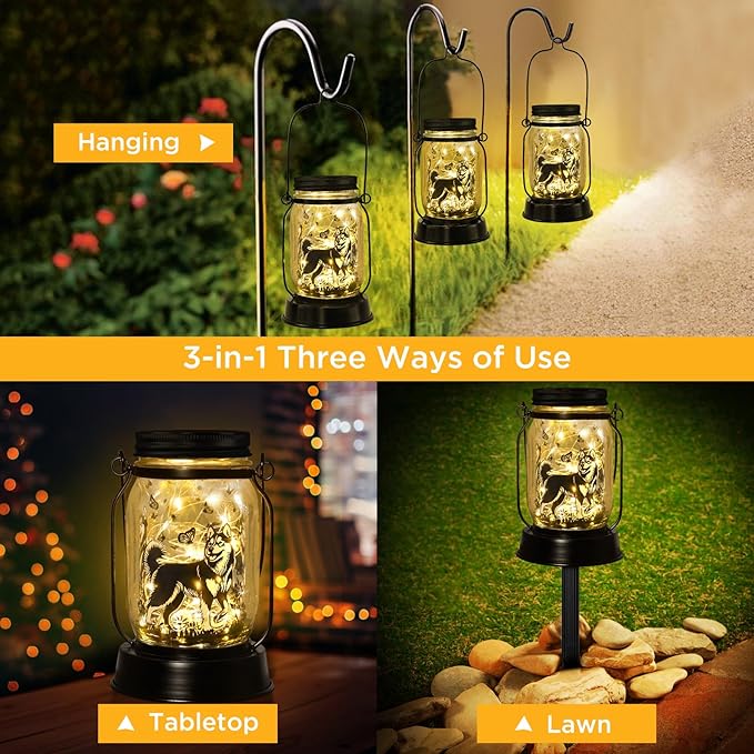 kyoryuger Alaskan Malamute Gifts for Women/Men, Pet Solar Lanterns Alaskan Malamute Dog Lover Lantern Pet Loss Dog Memorial Lights Solar Garden Decoration for Yard,Patio,Torches Lights Home Decor